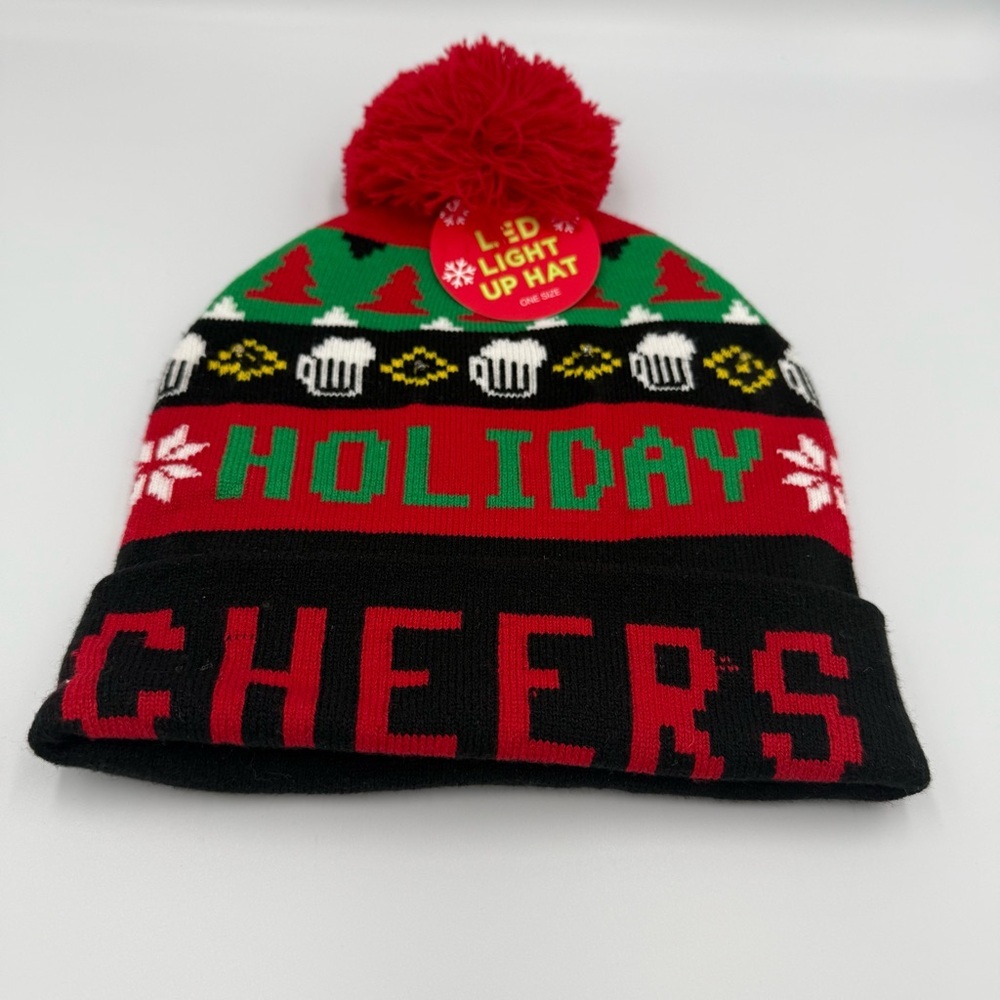 Festive Holiday Cheers LED Light-Up Hat Adult One Size NWT Beer‎ Hat